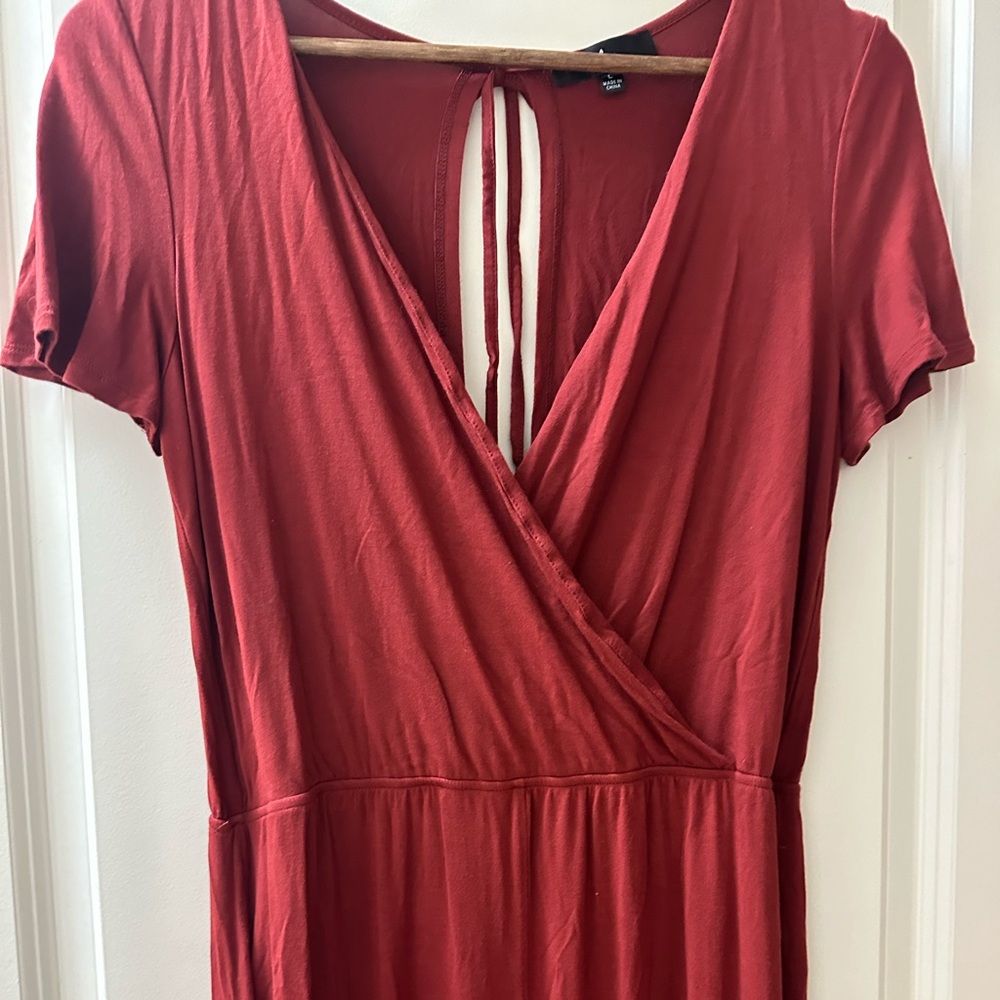 Burgundy jump suit
